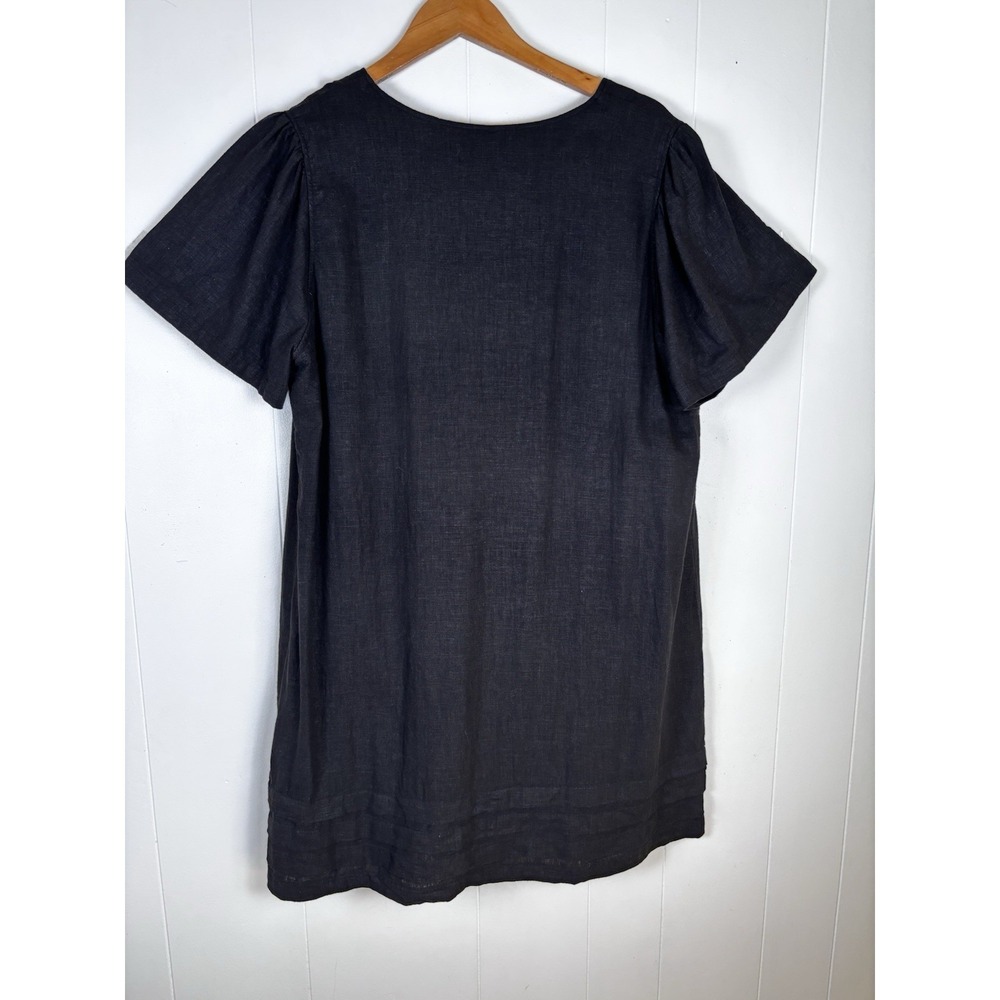 Original Nicole Miller Women XXL Black Linen Blend Short Sleeve Mini Shift Dress - Picture 9 of 12